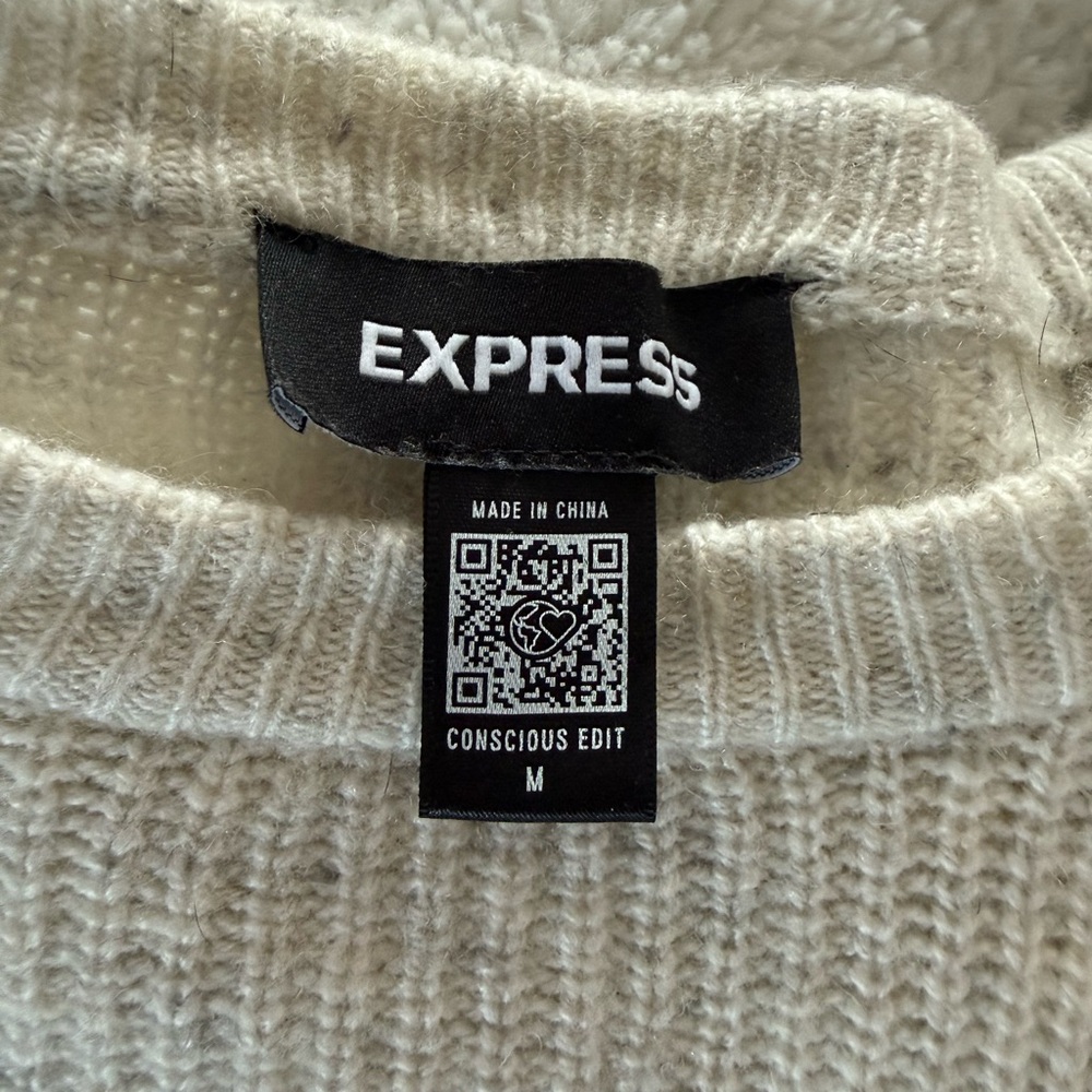 Express Cream Ribbed Sweater - Picture 2 of 3